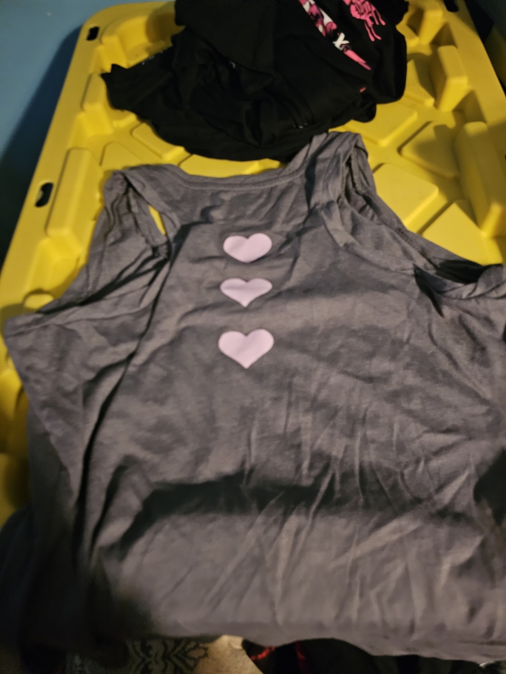 Women’s Gray Tank Top with Pink Heart Accents